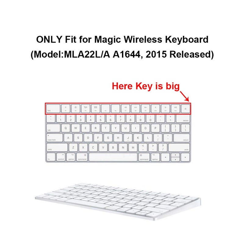 HRH Silicone Keyboard Cover Skin for Magic Wireless Keyboard MLA22LL/A (A1644,2015 Released) USA Layout,Black - Image 1